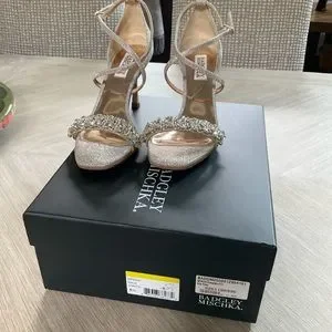 Badgley Mischka Women's NALA Heeled Sandal, Silver Textile, 9 並行輸入品 Nala Curvy Stiletto Heel